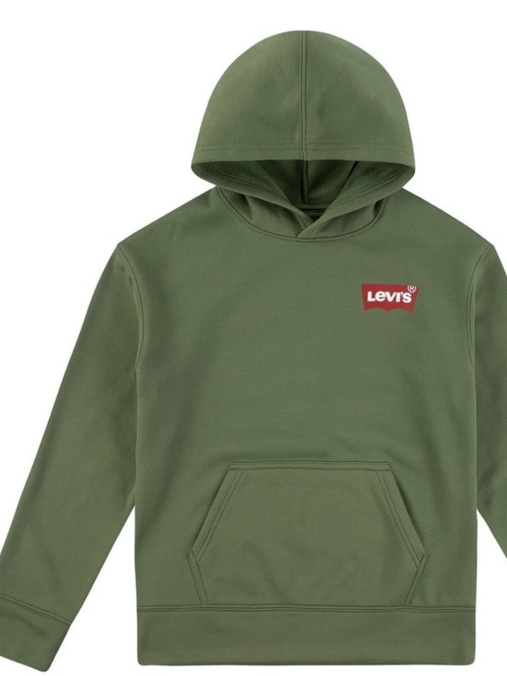 NEW BOYS Levi's Olive Green Pullover Hoodie with Red Logo